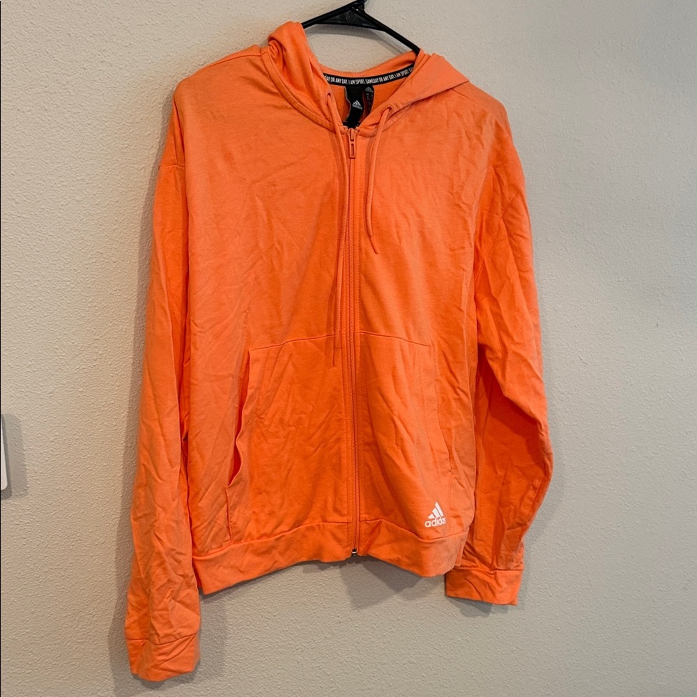adidas Bright Orange Zip Hoodie with Hood